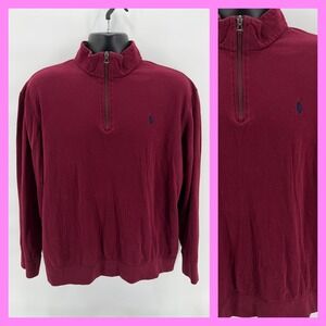 Polo Ralph Lauren Performance 1/4 Zip Pullover XL Burgundy Maroon Men's Sweater